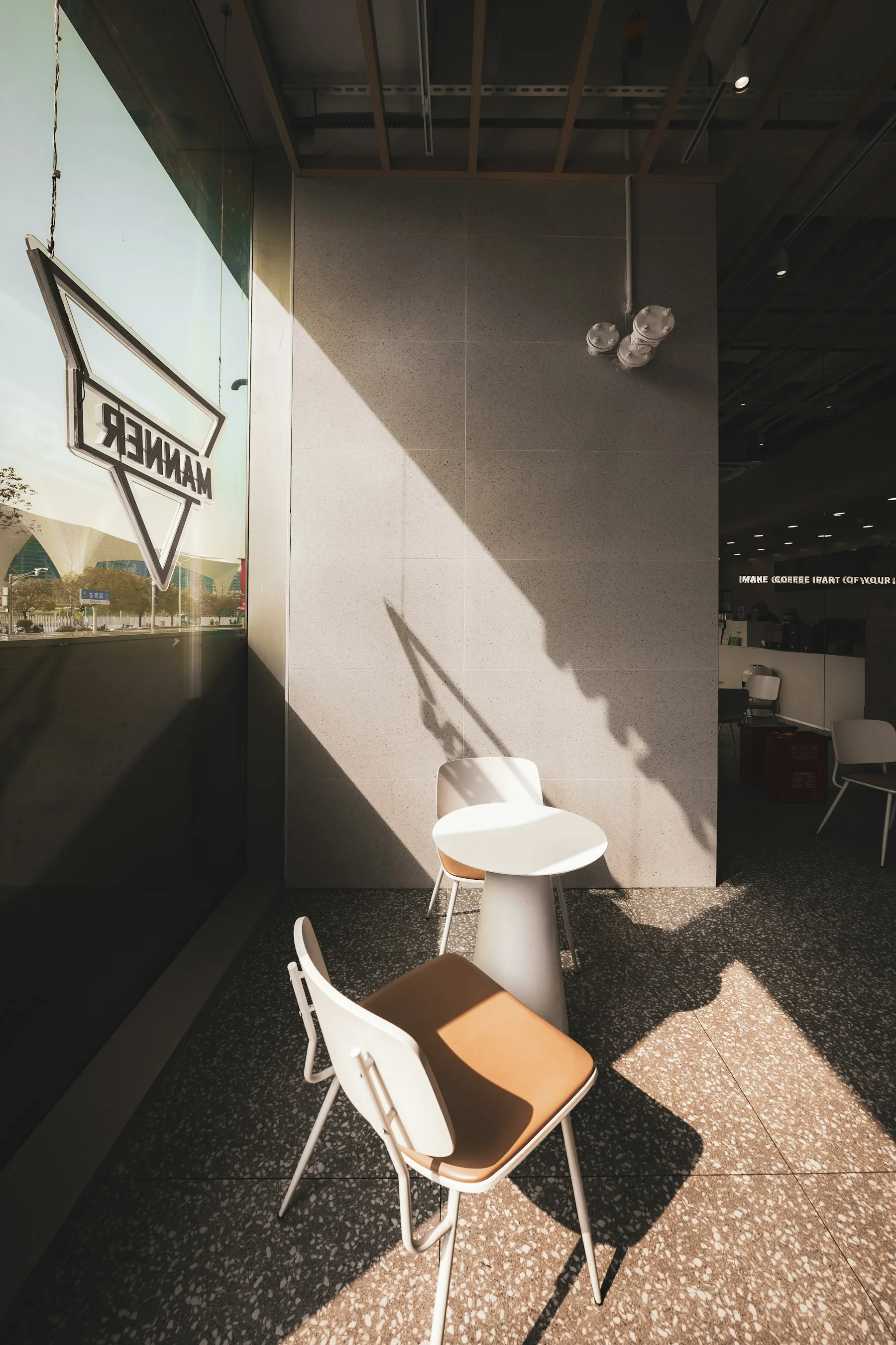 A sunlit Shanghai cafe corner that adds a quieter, contemporary note to the journey