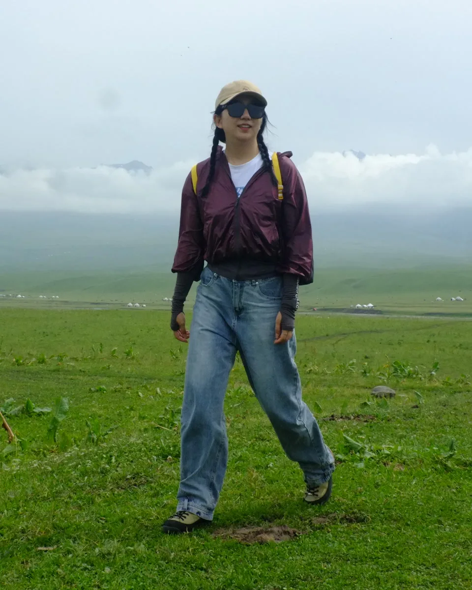Zoe, founder of Limina China, during route research in the Chinese grasslands